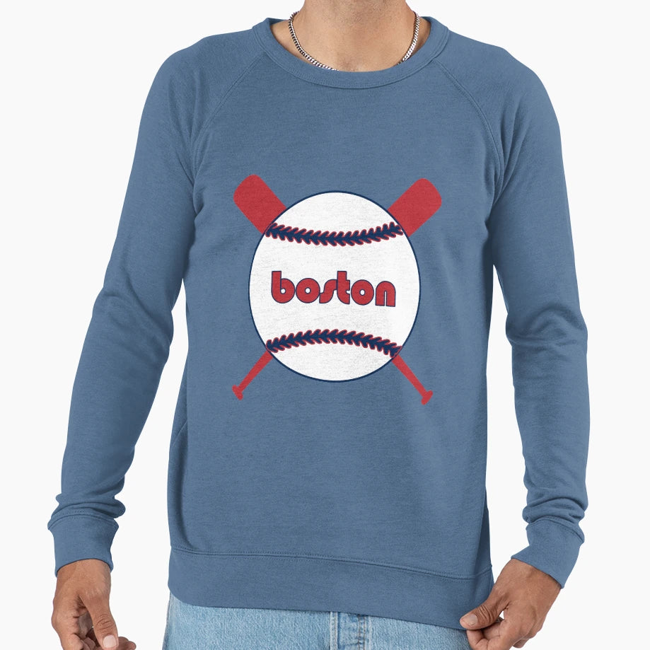 Boston Throwback Baseball Crossed Sweatshirt - Minimalist Print for Adults - T-Shirt, Sweatshirt, Hoodie