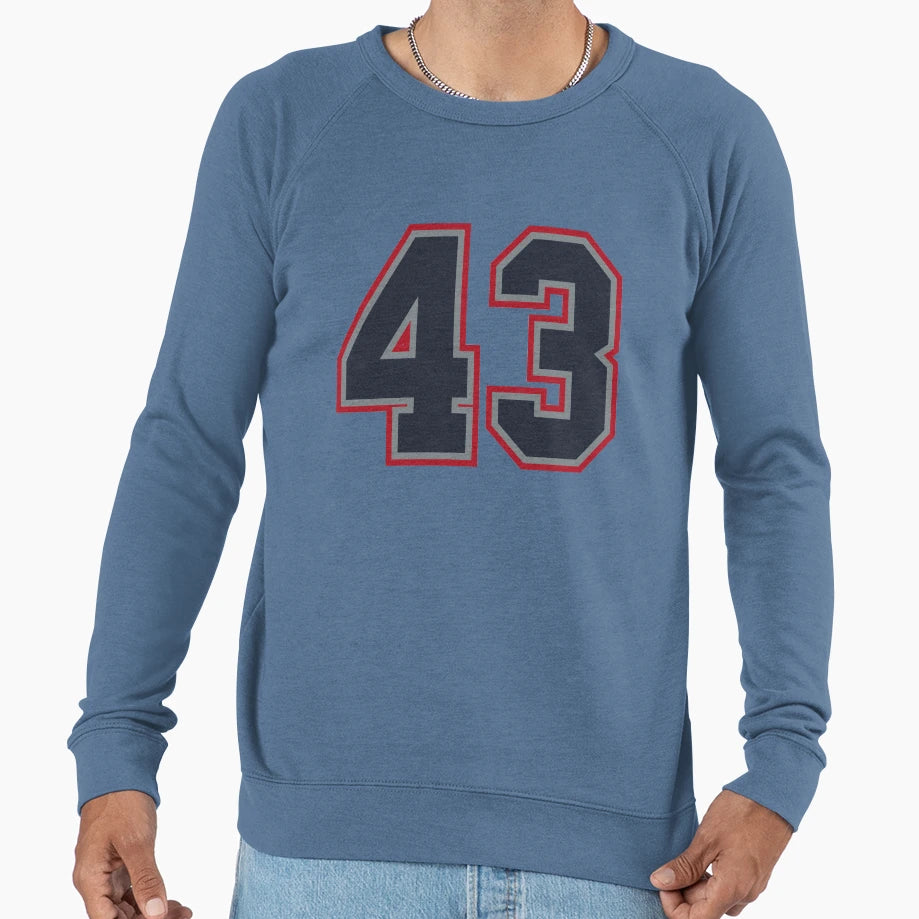 43 Navy Grey Red Sports Number Sweatshirt - Minimalist Print for Adults - T-Shirt, Sweatshirt, Hoodie