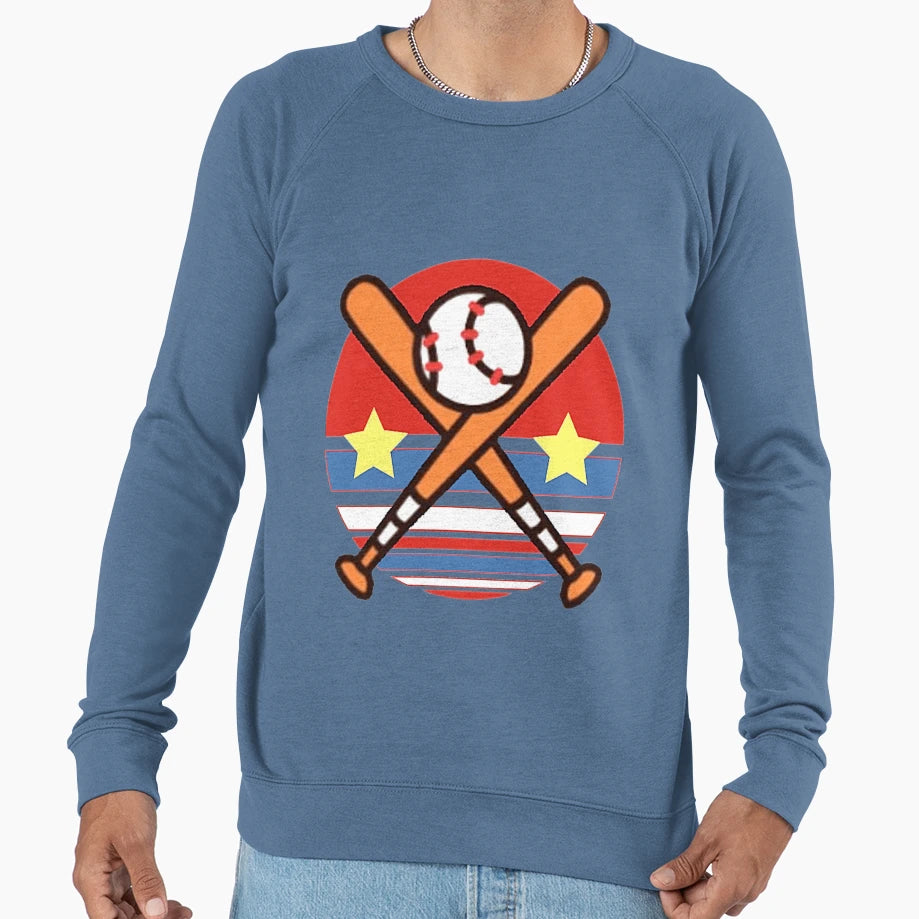 Crossed Bats And Baseball Double Sweatshirt - Fun Novelty Design Men Women - T-Shirt, Sweatshirt, Hoodie
