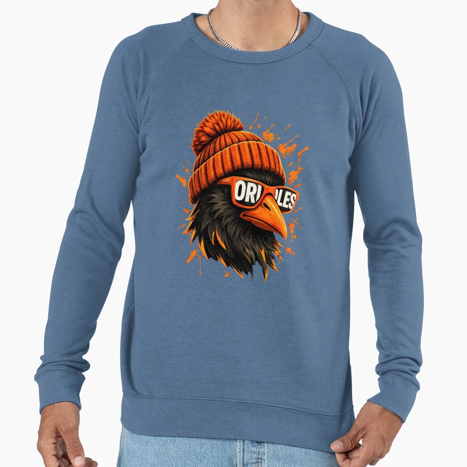 Orange Black Bird Portrait Winter Sweatshirt - Streetwear Style Unisex - T-Shirt, Sweatshirt, Hoodie