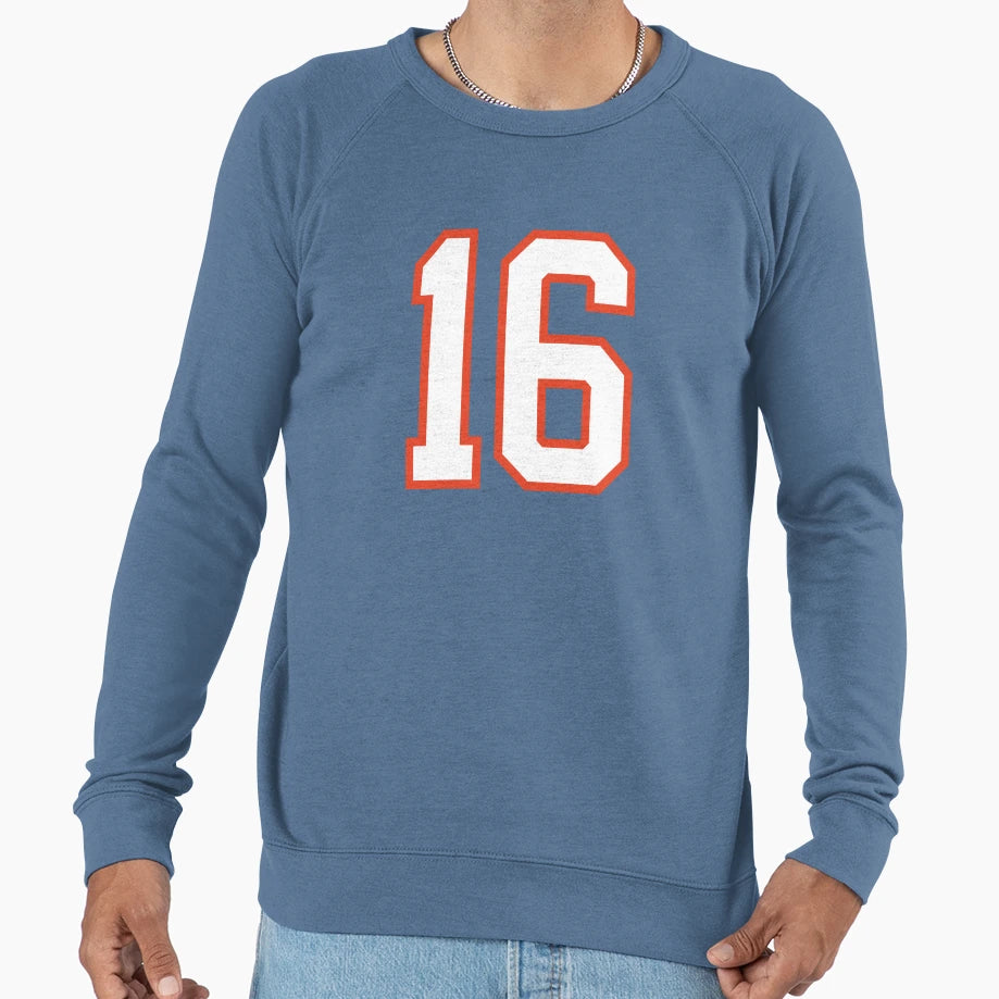 Sports Number 16 White Orange Color Sweatshirt - Trendy Graphic for Adults - T-Shirt, Sweatshirt, Hoodie