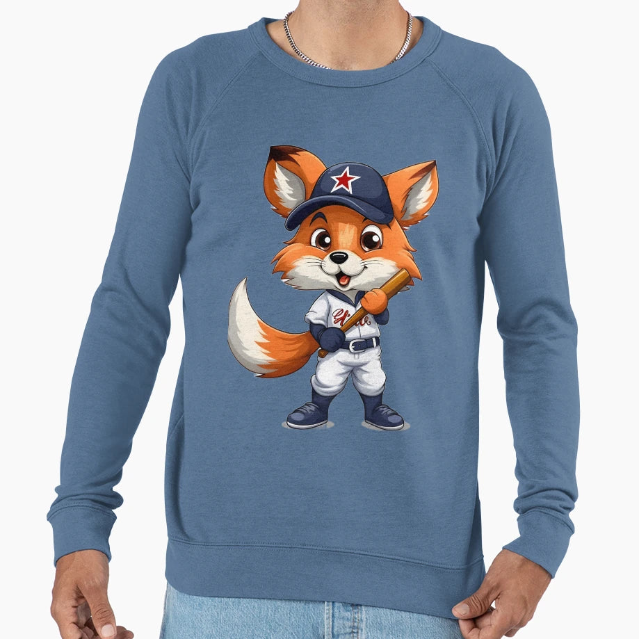 Slugger Fox Cartoon Baseball Fox Hero Sweatshirt - Aesthetic Graphic Unisex - T-Shirt, Sweatshirt, Hoodie