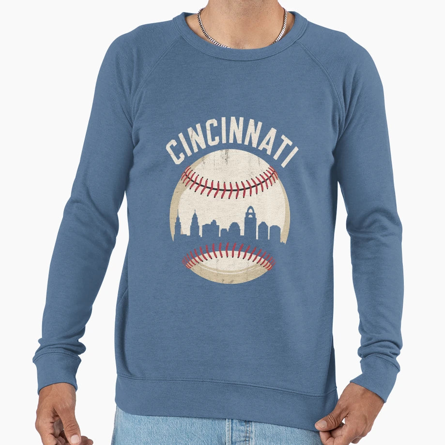 Cincinnati Cityscape Baseball Lover Sweatshirt - Unique Graphic Unisex - T-Shirt, Sweatshirt, Hoodie