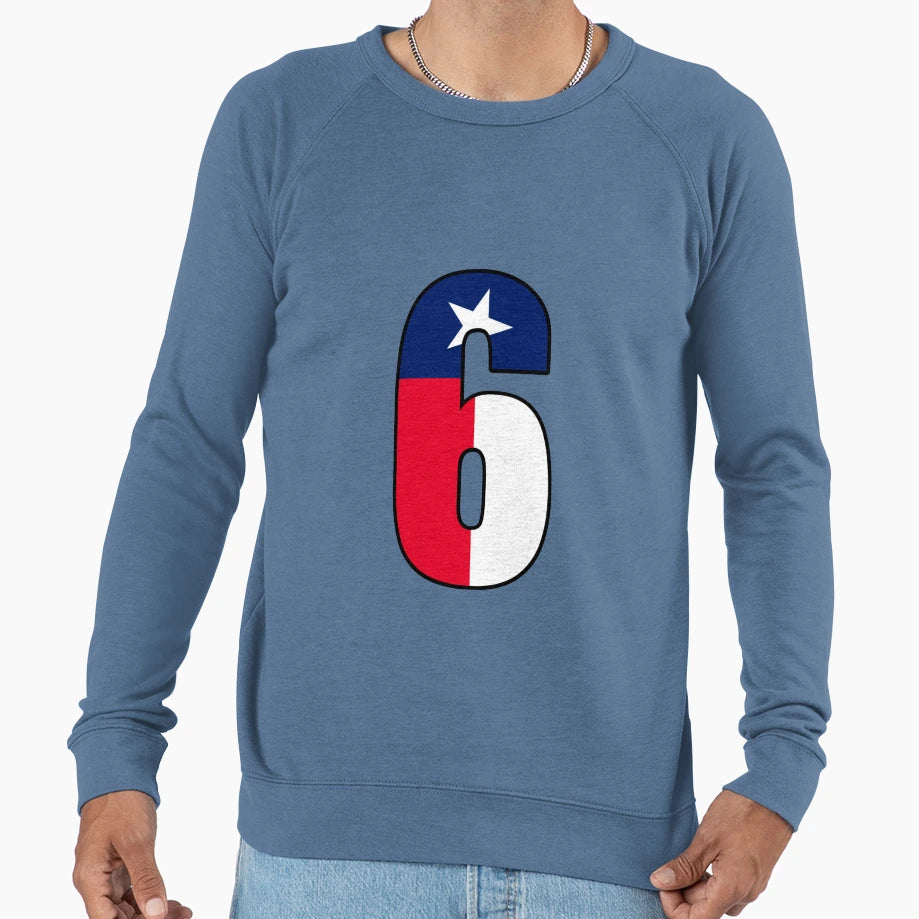 Number 6 Texas Flag Sweatshirt - Novelty Apparel Unisex - T-Shirt, Sweatshirt, Hoodie