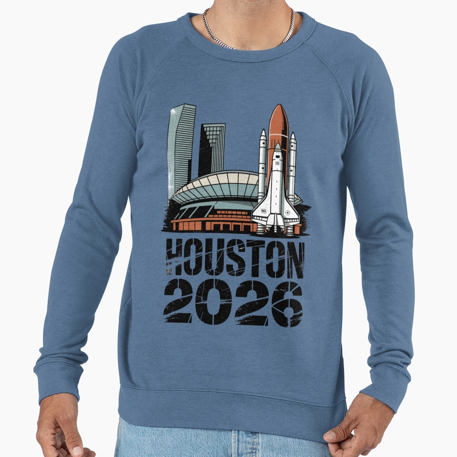 Houston 2026 Space Shuttle Football T-Shirt - Novelty Apparel for Adults - T-Shirt, Sweatshirt, Hoodie