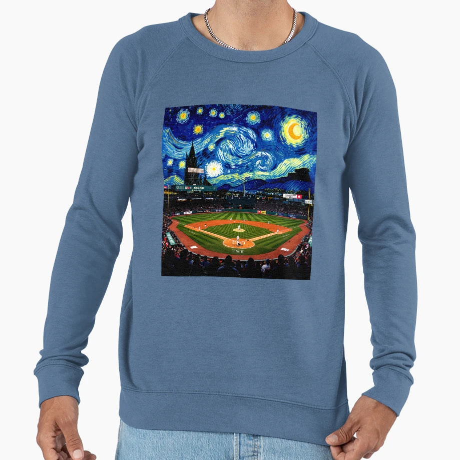 Starry Night Baseball Game Sweatshirt - Custom Art Print Men Women - T-Shirt, Sweatshirt, Hoodie