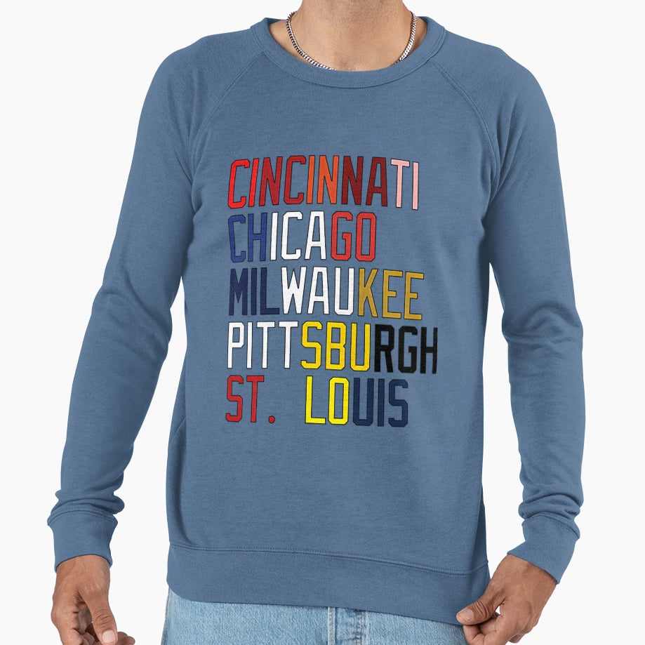 Nl Central Teams Locations And Colors Sweatshirt - Trendy Graphic Unisex - T-Shirt, Sweatshirt, Hoodie