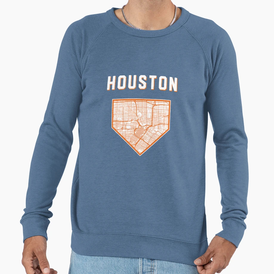 Houston Baseball City Home Map Sweatshirt - Novelty Apparel Unisex - T-Shirt, Sweatshirt, Hoodie