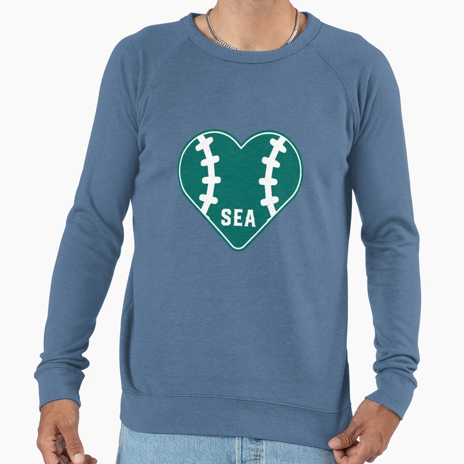 Seattle Baseball Heart And Stitches Sweatshirt - Minimalist Print Unisex - T-Shirt, Sweatshirt, Hoodie