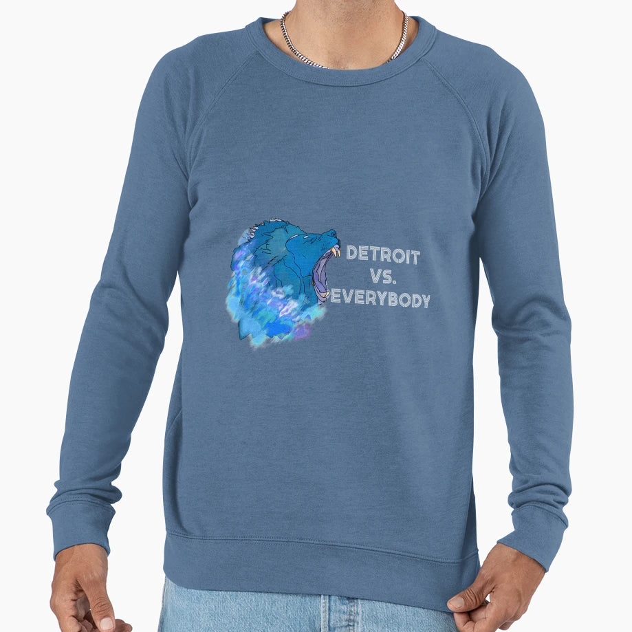Detroit Vs Everybody Roaring Lion Sweatshirt - Trendy Graphic for Adults - T-Shirt, Sweatshirt, Hoodie
