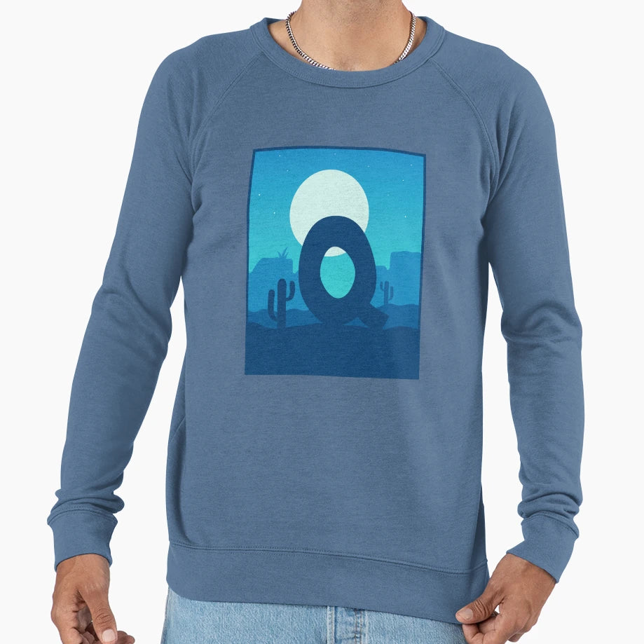 Letter Q Blue Sky Night Sweatshirt - Novelty Apparel for Adults - T-Shirt, Sweatshirt, Hoodie