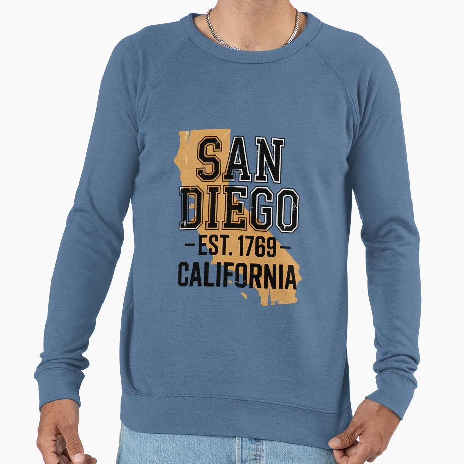 San Diego California Travel Typography Sweatshirt - Unique Graphic Unisex - T-Shirt, Sweatshirt, Hoodie