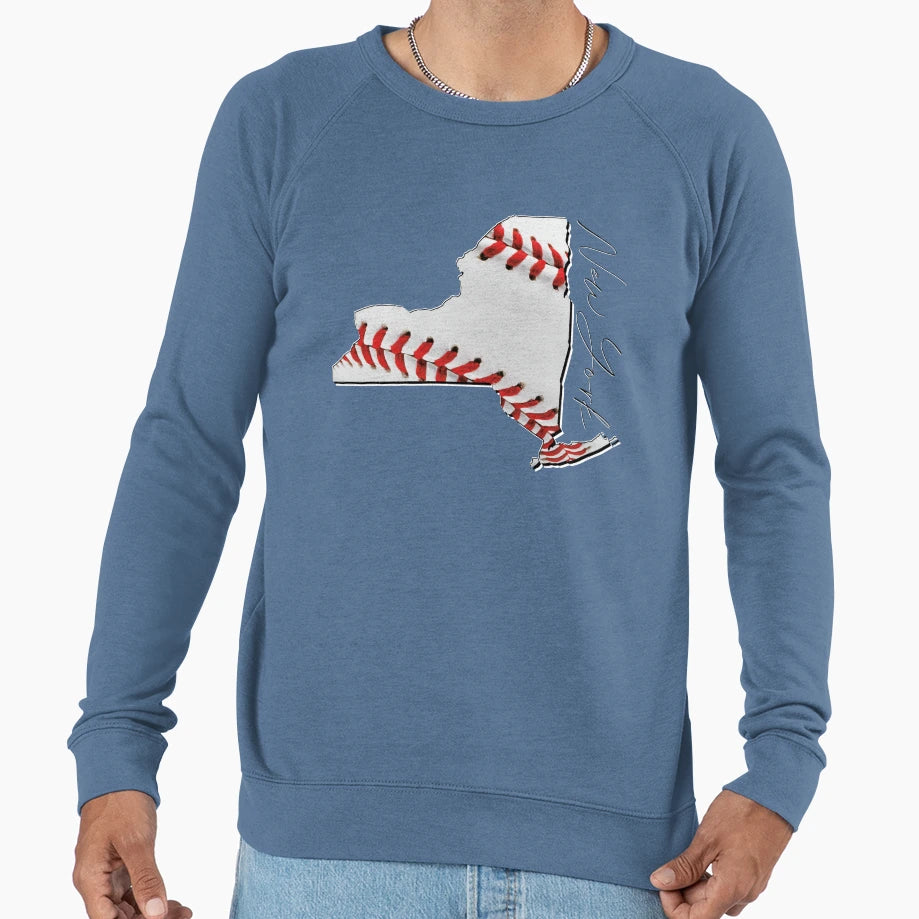 New York Usa Map Real Baseball En Sweatshirt - Unique Graphic for Adults - T-Shirt, Sweatshirt, Hoodie