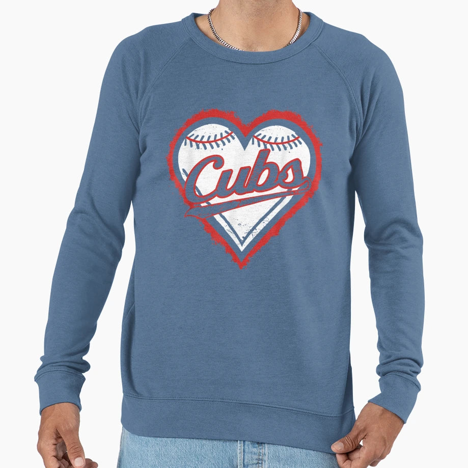 Heart Throwbacks Cubs Sweatshirt - Fun Novelty Design for Adults - T-Shirt, Sweatshirt, Hoodie