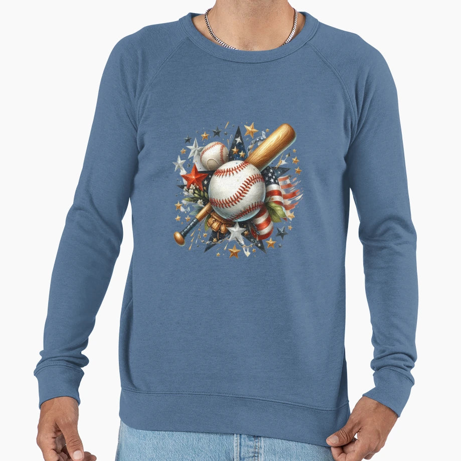 Baseball Baseball Hat Stars Sweatshirt - Streetwear Style Men Women - T-Shirt, Sweatshirt, Hoodie