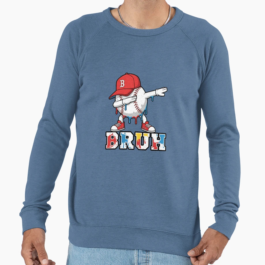 Bruh Ice Cream Drip Baseball Sports Sweatshirt - Novelty Apparel Unisex - T-Shirt, Sweatshirt, Hoodie