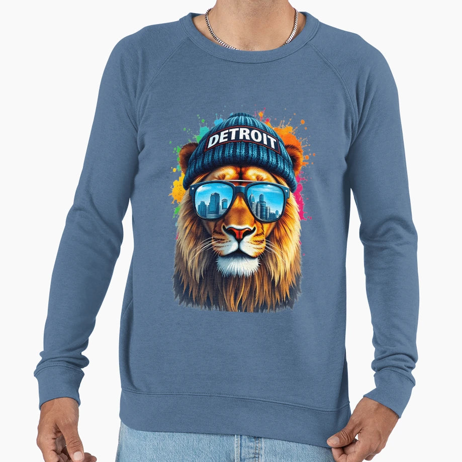 Detroit Lion Urban Sweatshirt - Aesthetic Graphic Men Women - T-Shirt, Sweatshirt, Hoodie