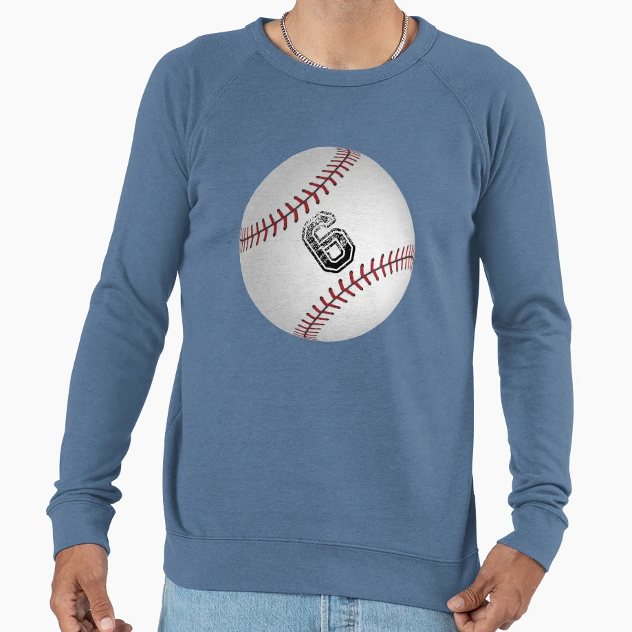 Baseball Ball Number 6 Six Sweatshirt - Graphic Print Unisex - T-Shirt, Sweatshirt, Hoodie