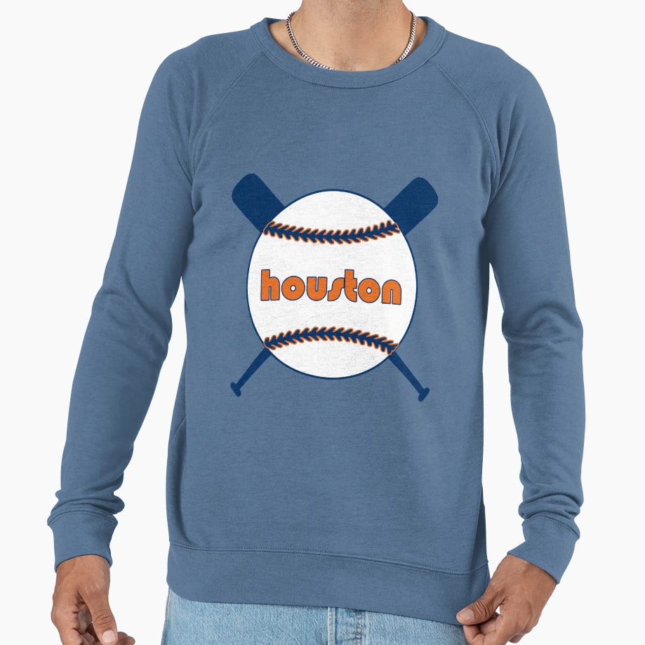 Houston Throwback Baseball Crossed Sweatshirt - Novelty Apparel Men Women - T-Shirt, Sweatshirt, Hoodie