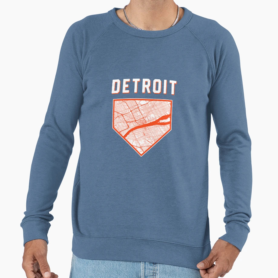 Detroit Baseball City Home Map Sweatshirt - Novelty Apparel for Adults - T-Shirt, Sweatshirt, Hoodie
