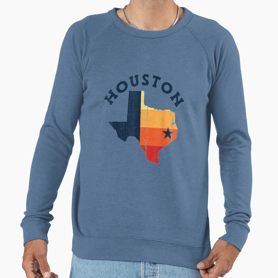 Houston Texas Map Distressed Sweatshirt - Custom Art Print for Adults - T-Shirt, Sweatshirt, Hoodie