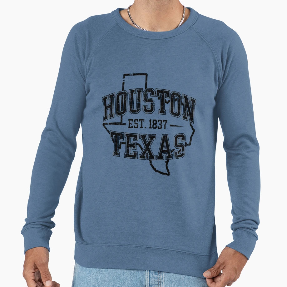 Houston Texas Typography Sports Travel Sweatshirt - Novelty Apparel Unisex - T-Shirt, Sweatshirt, Hoodie