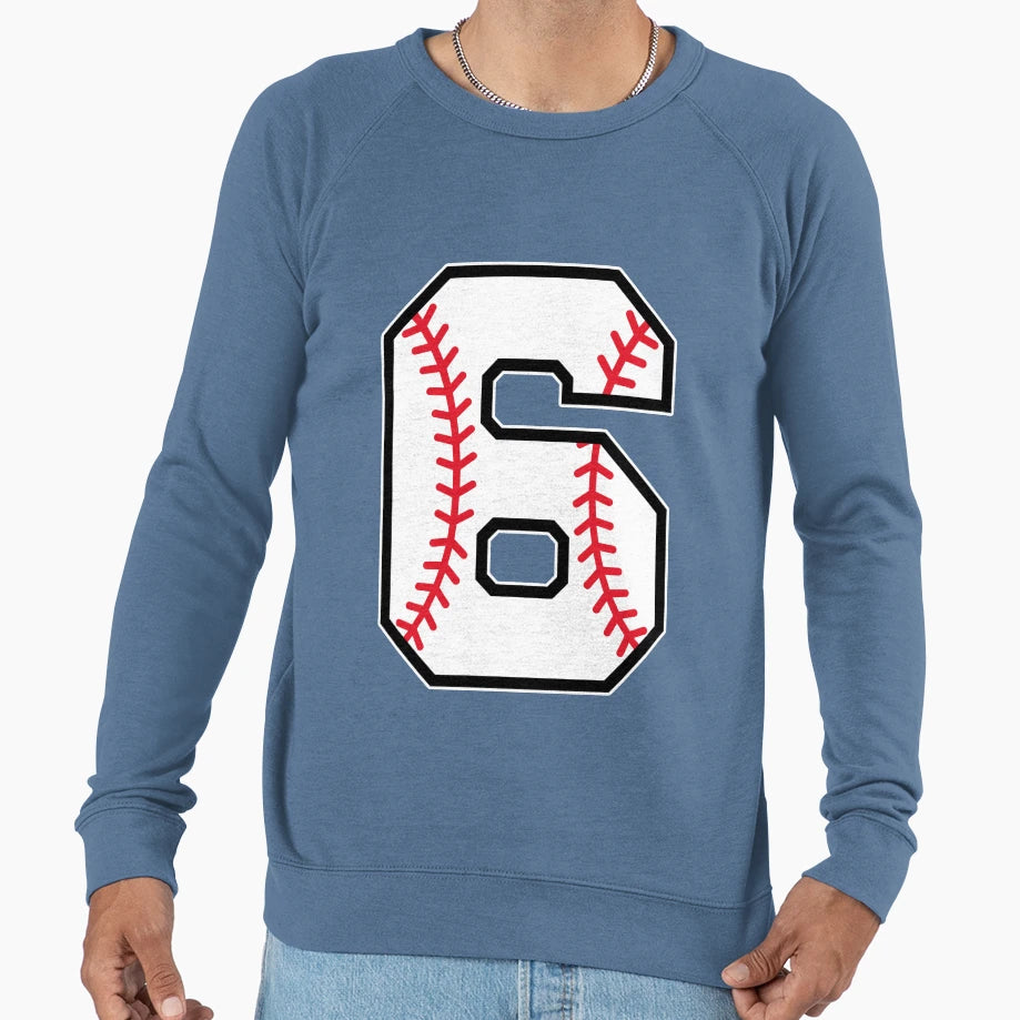 Baseball Number 6 Sweatshirt - Graphic Print Unisex - T-Shirt, Sweatshirt, Hoodie