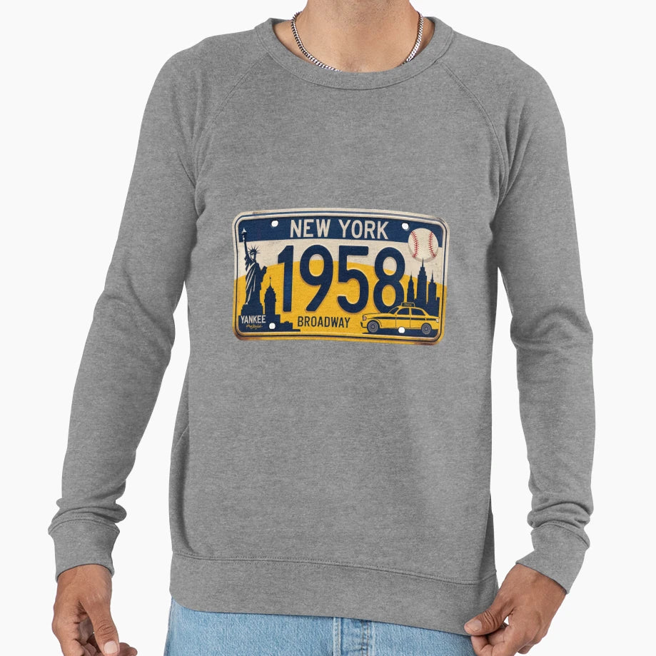 New York License Plate Sweatshirt - Graphic Print Men Women - T-Shirt, Sweatshirt, Hoodie