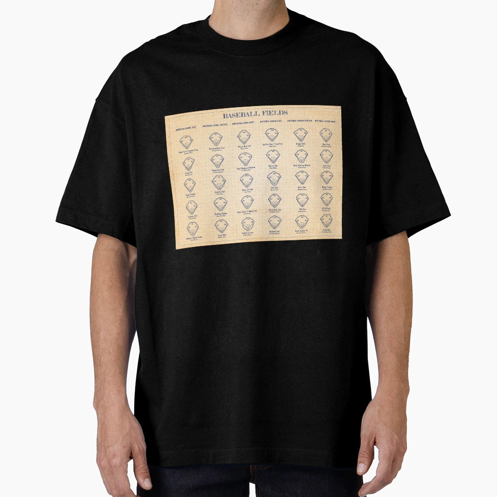 Baseball Fields Old Blue Grid T-Shirt - Novelty Apparel Men Women - T-Shirt, Sweatshirt, Hoodie