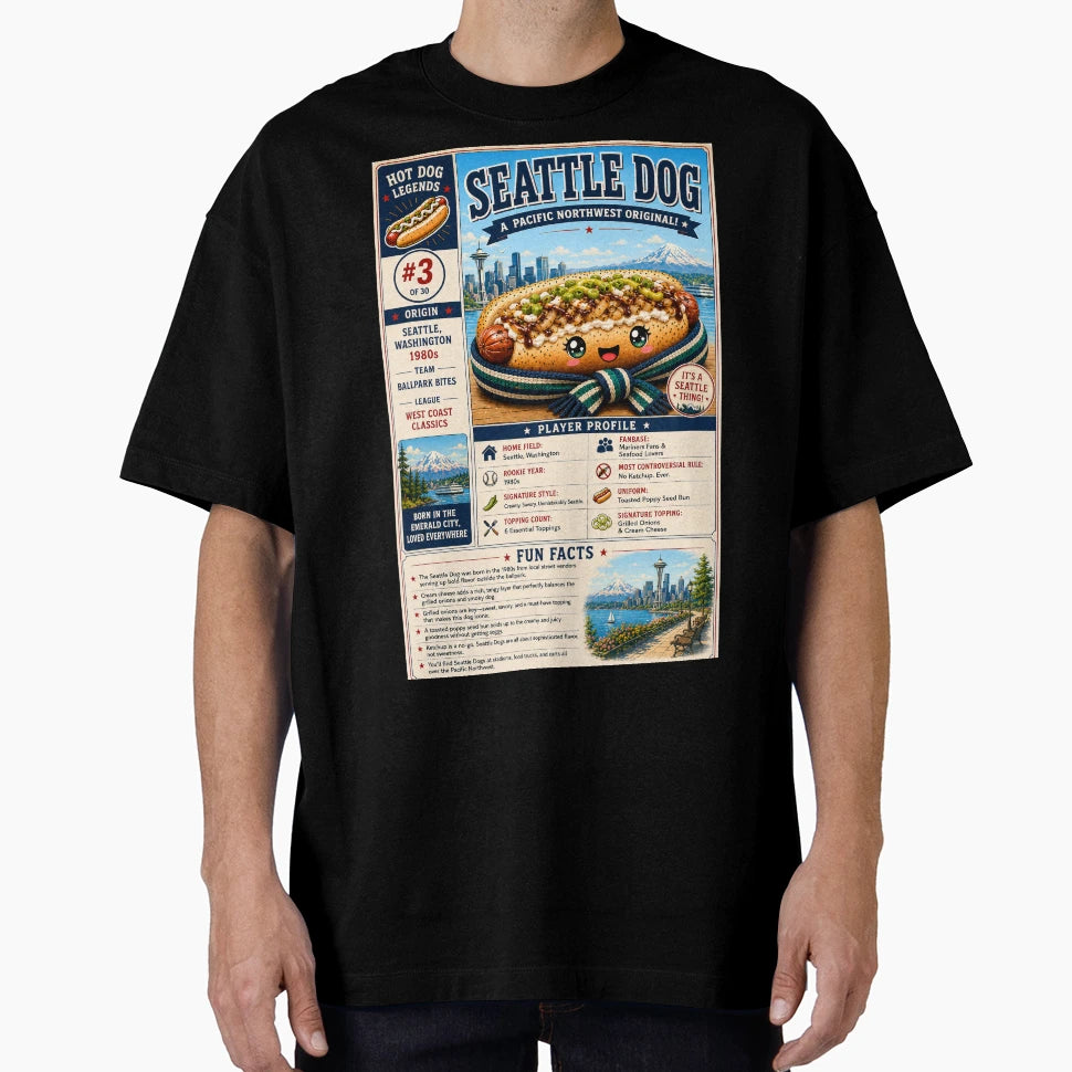 Hotdog Heros Seattle Dog T-Shirt - Graphic Print for Adults - T-Shirt, Sweatshirt, Hoodie