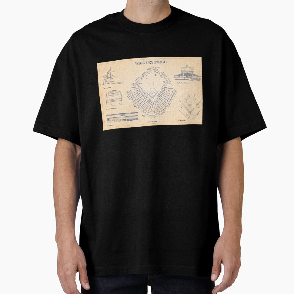 Wrigley Field Old Blue Grid T-Shirt - Fun Novelty Design Men Women - T-Shirt, Sweatshirt, Hoodie