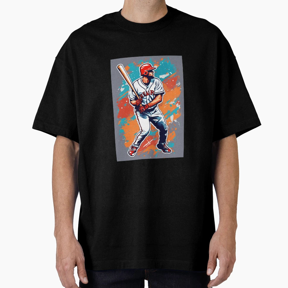 Baseball Player Colorful Background T-Shirt - Unique Graphic for Adults - T-Shirt, Sweatshirt, Hoodie