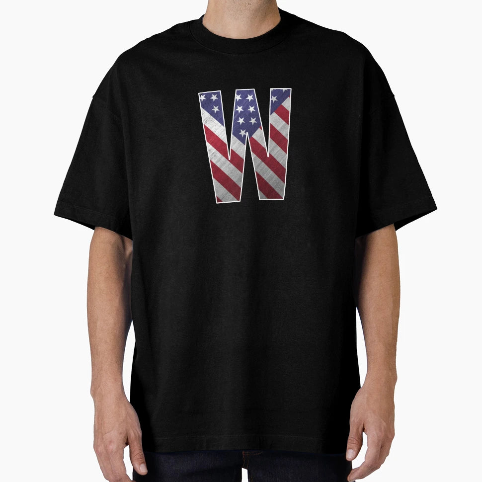 Letter W Patriotic Art American Flag T-Shirt - Unique Graphic Unisex - T-Shirt, Sweatshirt, Hoodie