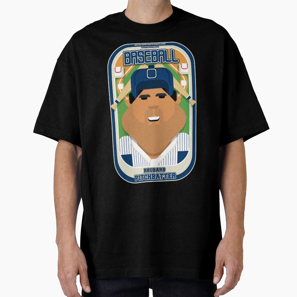 Baseball Blue Pinstripes Rhubarb T-Shirt - Graphic Print Men Women - T-Shirt, Sweatshirt, Hoodie
