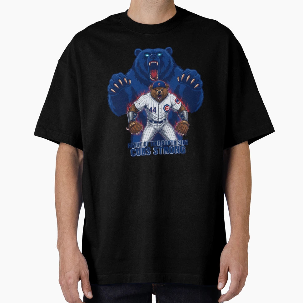 Furious Bear Baseball Mascot Chicago T-Shirt - Graphic Print for Adults - T-Shirt, Sweatshirt, Hoodie