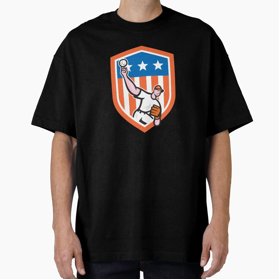 Baseball Pitcher Throw Ball Cartoon T-Shirt - Graphic Print Unisex - T-Shirt, Sweatshirt, Hoodie