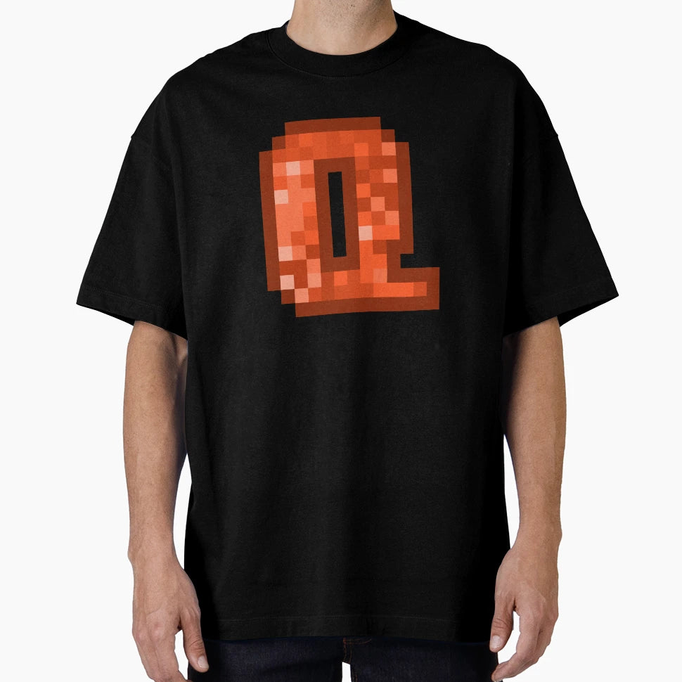 Letter Art Orange Pixel Pattern Q T-Shirt - Novelty Apparel Unisex - T-Shirt, Sweatshirt, Hoodie
