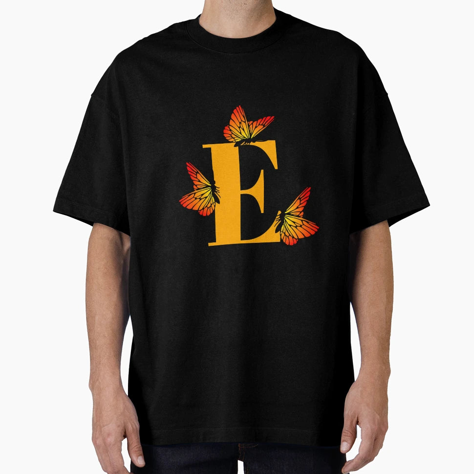 Letter E Alphabet Monogram Butterfly T-Shirt - Trendy Graphic Men Women - T-Shirt, Sweatshirt, Hoodie