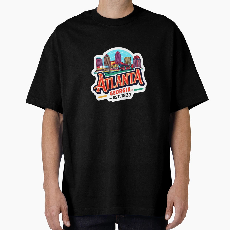 Atlanta Georgia Skyline Est 1837 Peach T-Shirt - Unique Graphic Men Women - T-Shirt, Sweatshirt, Hoodie