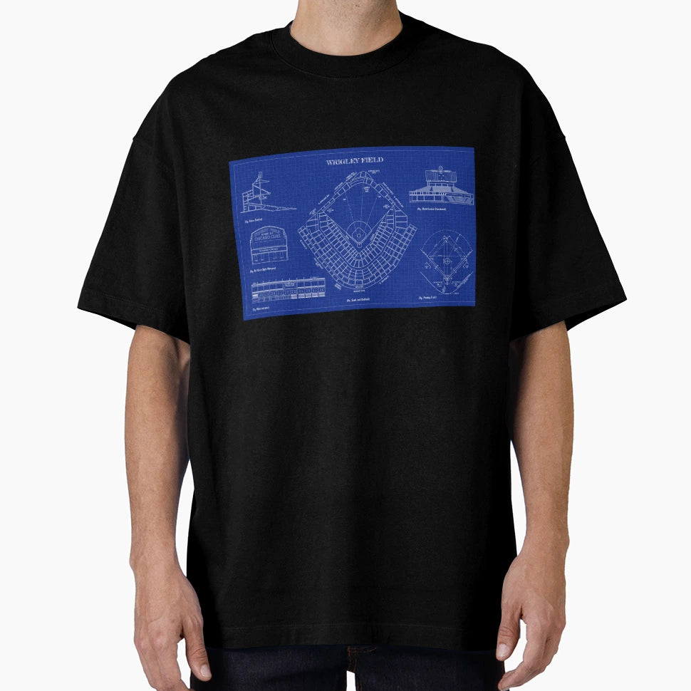 Wrigley Field Blueprint T-Shirt - Aesthetic Graphic for Adults - T-Shirt, Sweatshirt, Hoodie