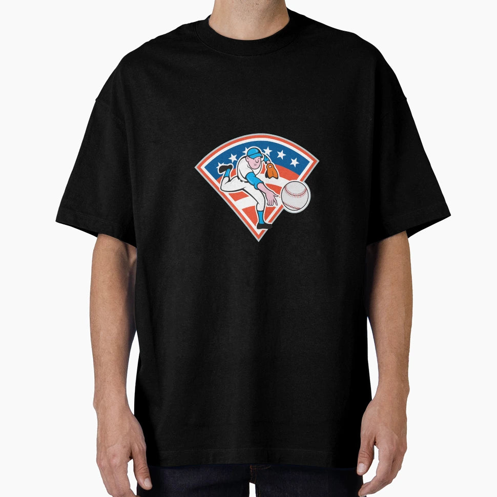 American Baseball Pitcher Throwing Ball T-Shirt - Graphic Print for Adults - T-Shirt, Sweatshirt, Hoodie