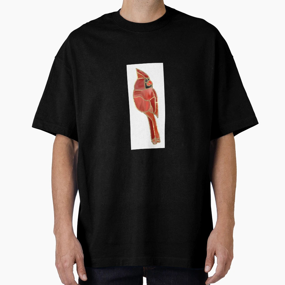 Stained Glass Cardinal T-Shirt - Custom Art Print for Adults - T-Shirt, Sweatshirt, Hoodie