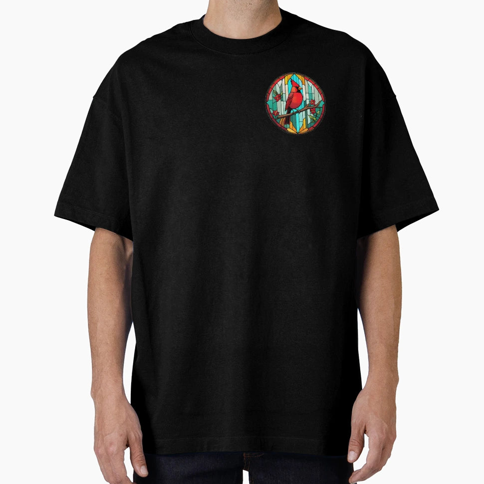 Stained Glass Cardinal T-Shirt - Aesthetic Graphic Unisex - T-Shirt, Sweatshirt, Hoodie