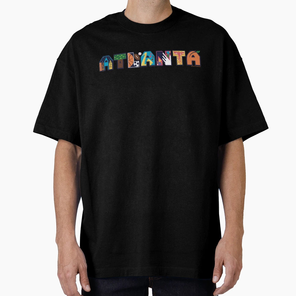 Atlanta Block Text Skyline Big Peach T-Shirt - Trendy Graphic Men Women - T-Shirt, Sweatshirt, Hoodie