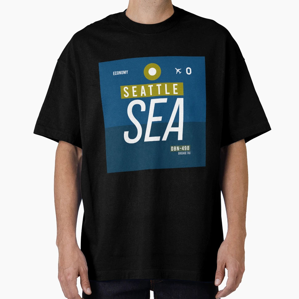 Seattle Sea Luggage Tag Airport T-Shirt - Streetwear Style for Adults - T-Shirt, Sweatshirt, Hoodie