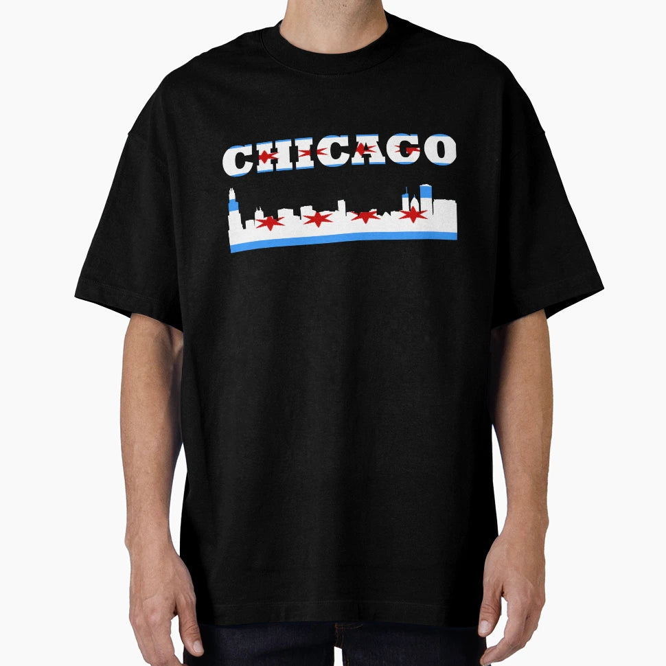 Chicago City Skyline Outline Chicago T-Shirt - Unique Graphic for Adults - T-Shirt, Sweatshirt, Hoodie