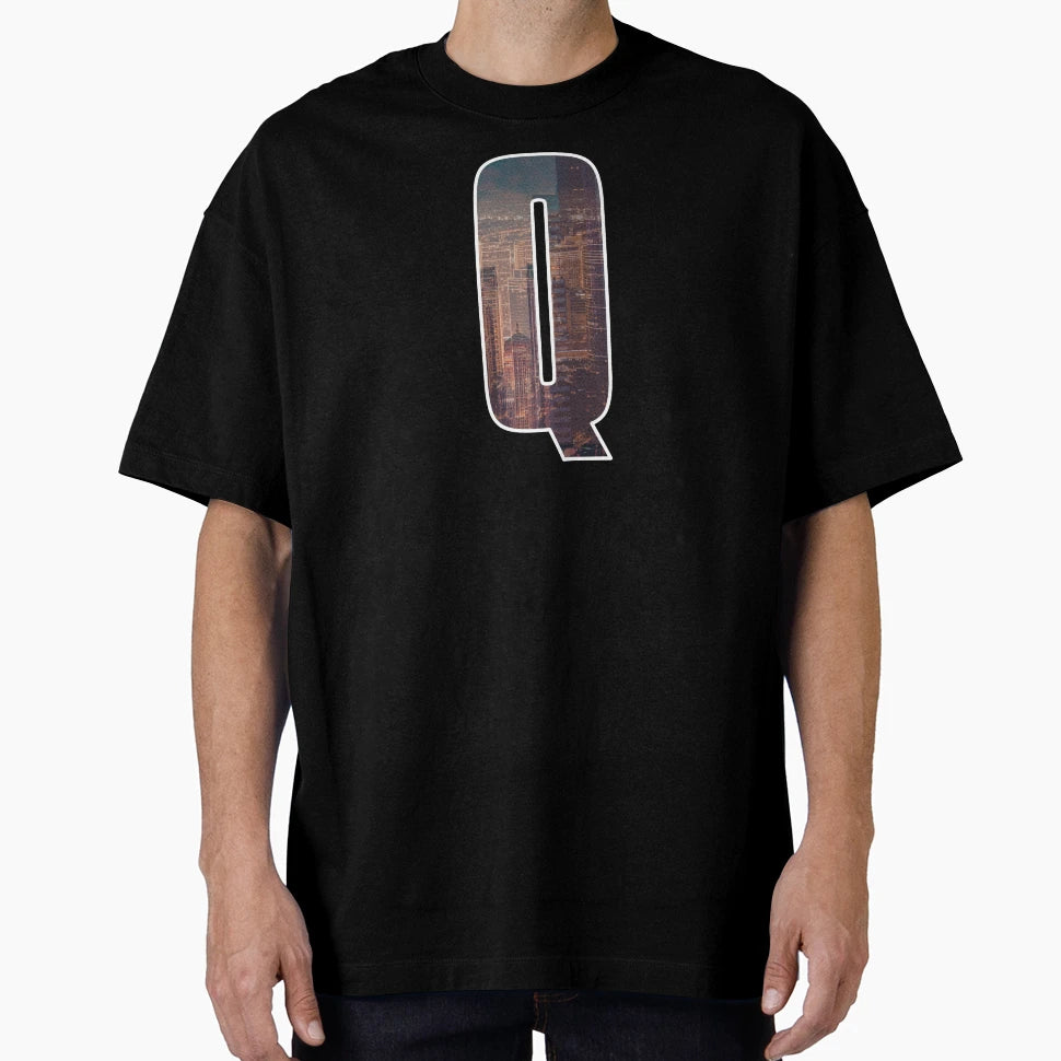 Letter Q City Art T-Shirt - Unique Graphic Men Women - T-Shirt, Sweatshirt, Hoodie