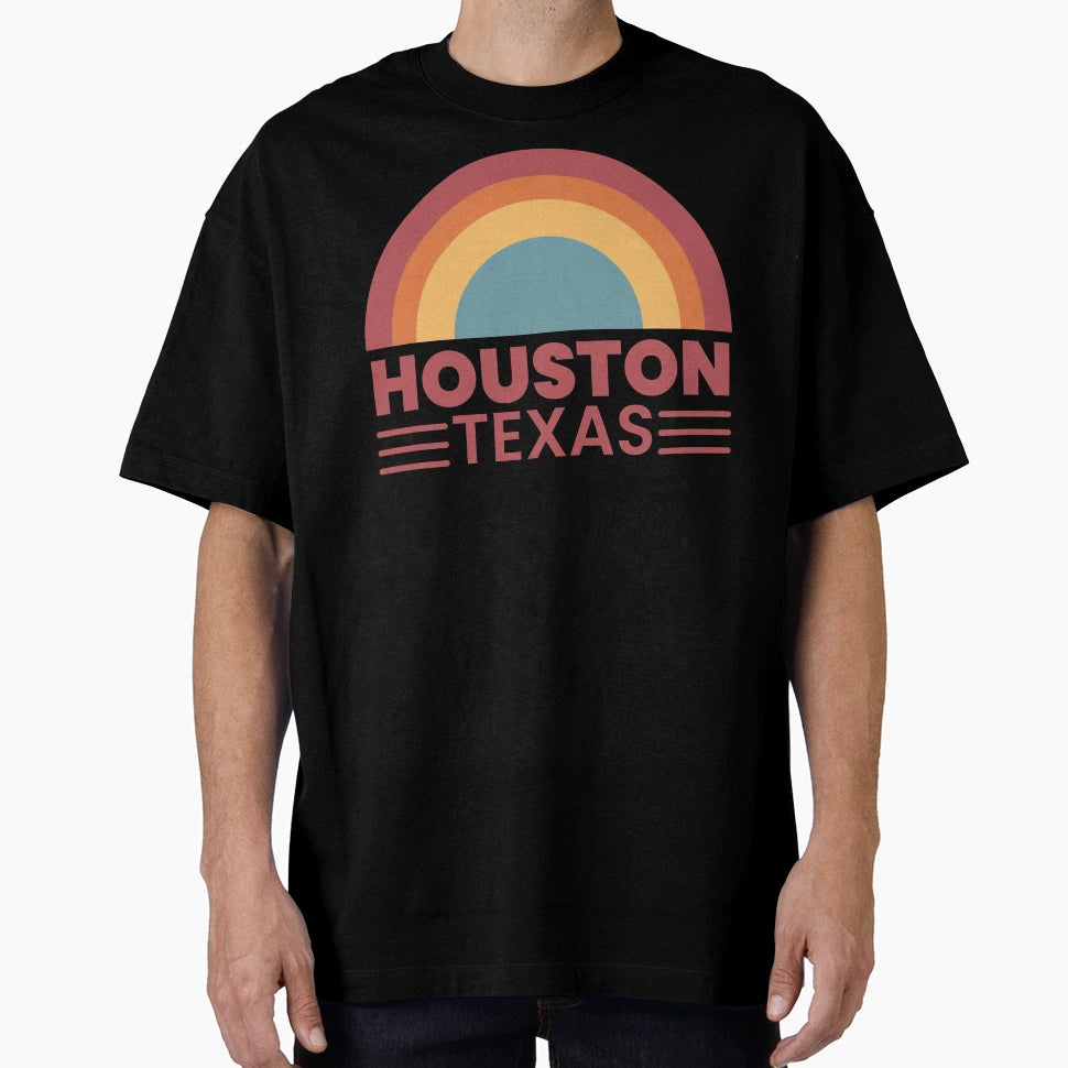 Houston Texas Rainbow Sunset T-Shirt - Trendy Graphic Men Women - T-Shirt, Sweatshirt, Hoodie