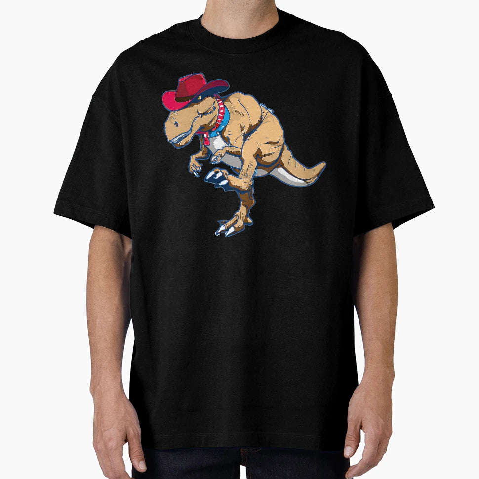 Cowboy Dinosaur T Rex Ai Original Art T-Shirt - Aesthetic Graphic Unisex - T-Shirt, Sweatshirt, Hoodie