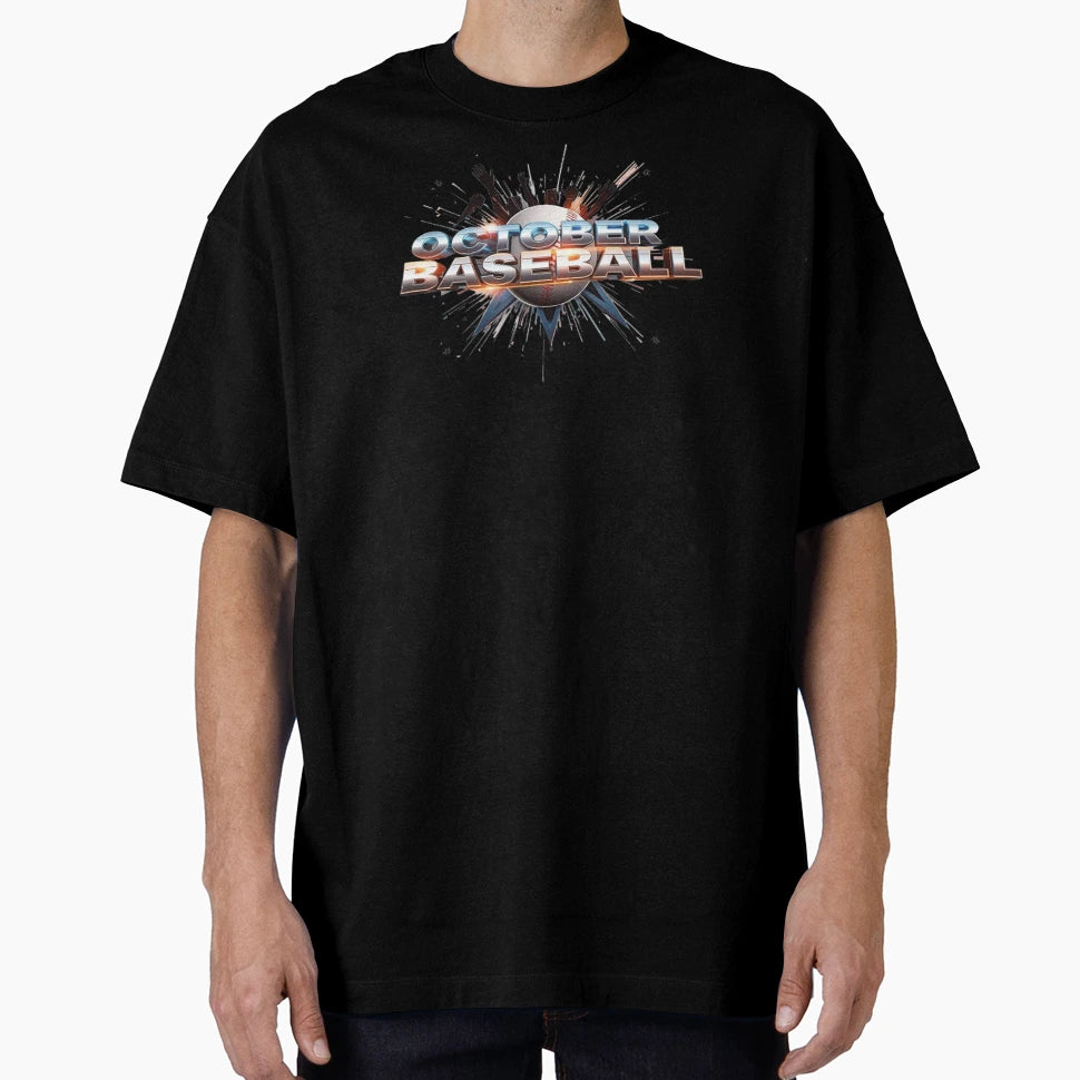 October Baseball Orange Silver Hype T-Shirt - Trendy Graphic for Adults - T-Shirt, Sweatshirt, Hoodie
